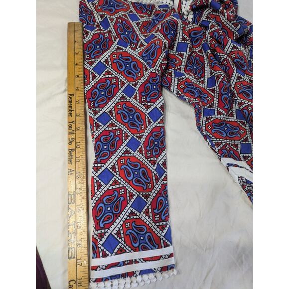 Talbots Paisley Tunic Top Womens Small 3/4 Sleeve Patriotic Red White Blue Shirt - Picture 10 of 11